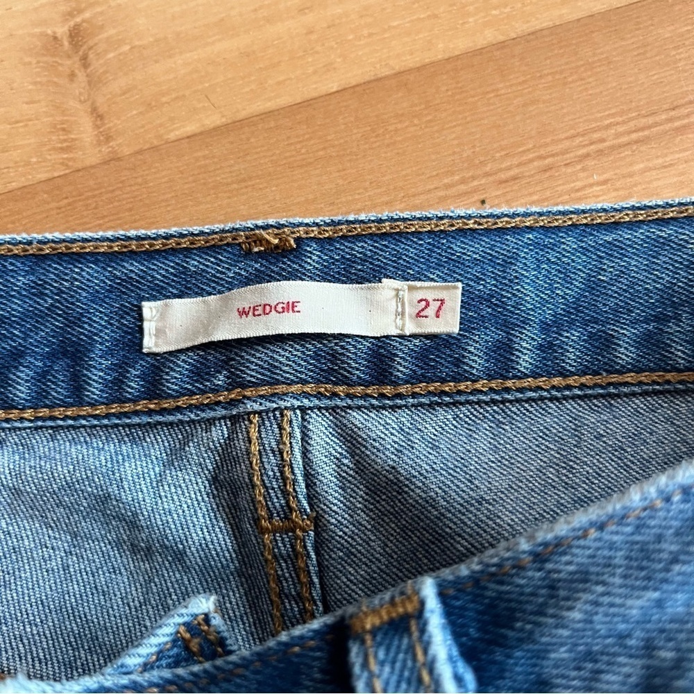 Levi’s Premium Wedgie Straight Jeans Size 27 Blue High Rise Button Fly - Picture 11 of 17